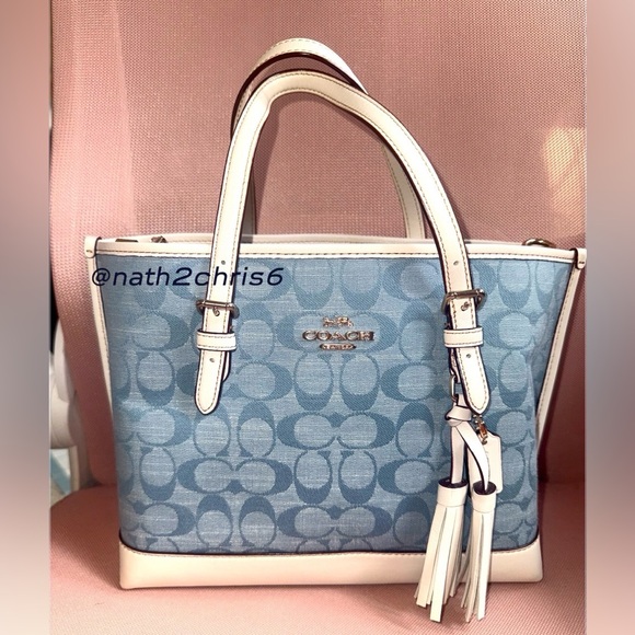 Coach Mollie 25 Tote Bag In Signature Chambray. - Picture 8 of 15